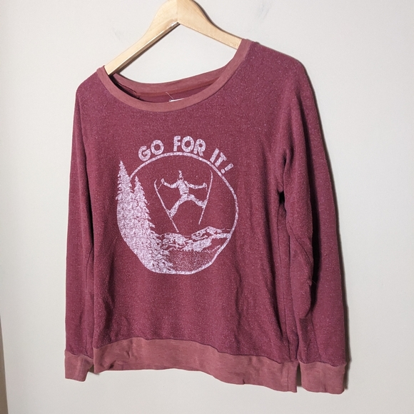 Sol Angeles red 'go for it!' graphic sweatshirt size XS - Picture 2 of 6
